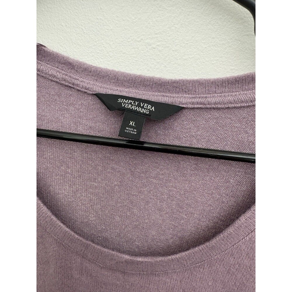 Simply Vera Wang Women’s Blouse 3/4 Bell Sleeve Scoop Neck PURPLE LAVENDER XL - Picture 7 of 12